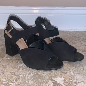 Arezzo Black Strap Heels Size 7